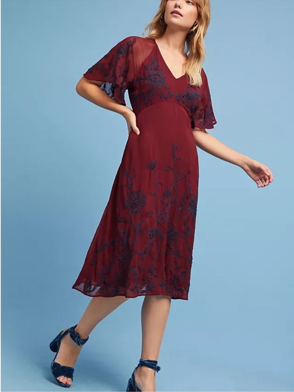 Anthropologie Maeve Francoise Embroidered Dress